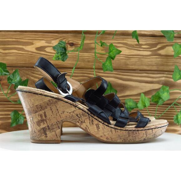 Born Concept Sz‎ 10 M Black Gladiator Leather Women Sandals - Picture 5 of 10